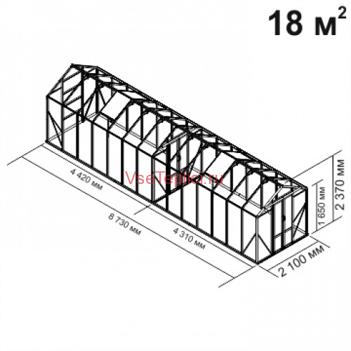 Теплица из стекла Botanik Mini 9 кв м Теплица из стекла Botanik Mini 9 кв м