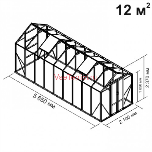 Теплица из стекла Botanik Mini 12 кв м Теплица из стекла Botanik Mini 12 кв м