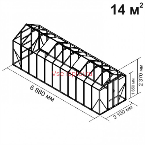 Теплица из стекла Botanik Mini 14 кв м Теплица из стекла Botanik Mini 14 кв м