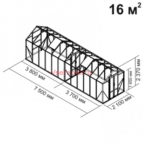 Теплица из стекла Botanik Mini 16 кв м Теплица из стекла Botanik Mini 16 кв м