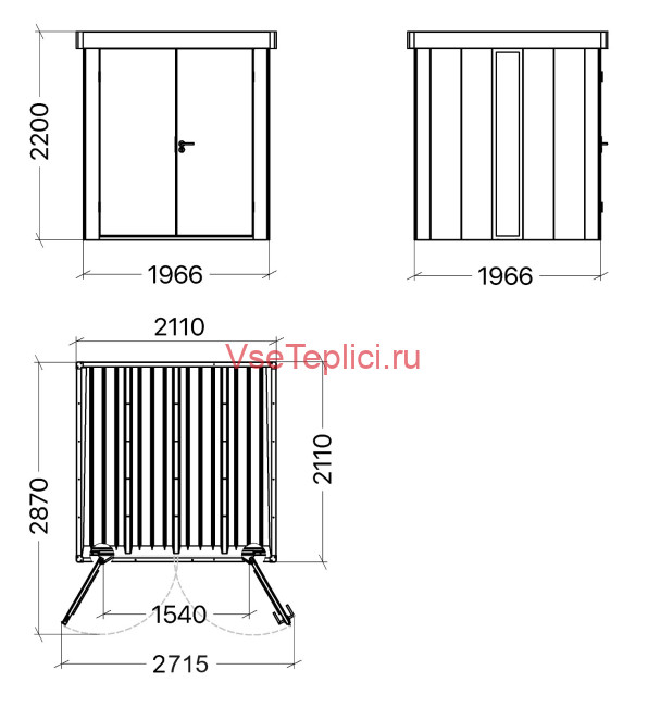 Сборный металлический сарай серии Neo 2*2 м Сборный металлический сарай серии Neo 2*2 м